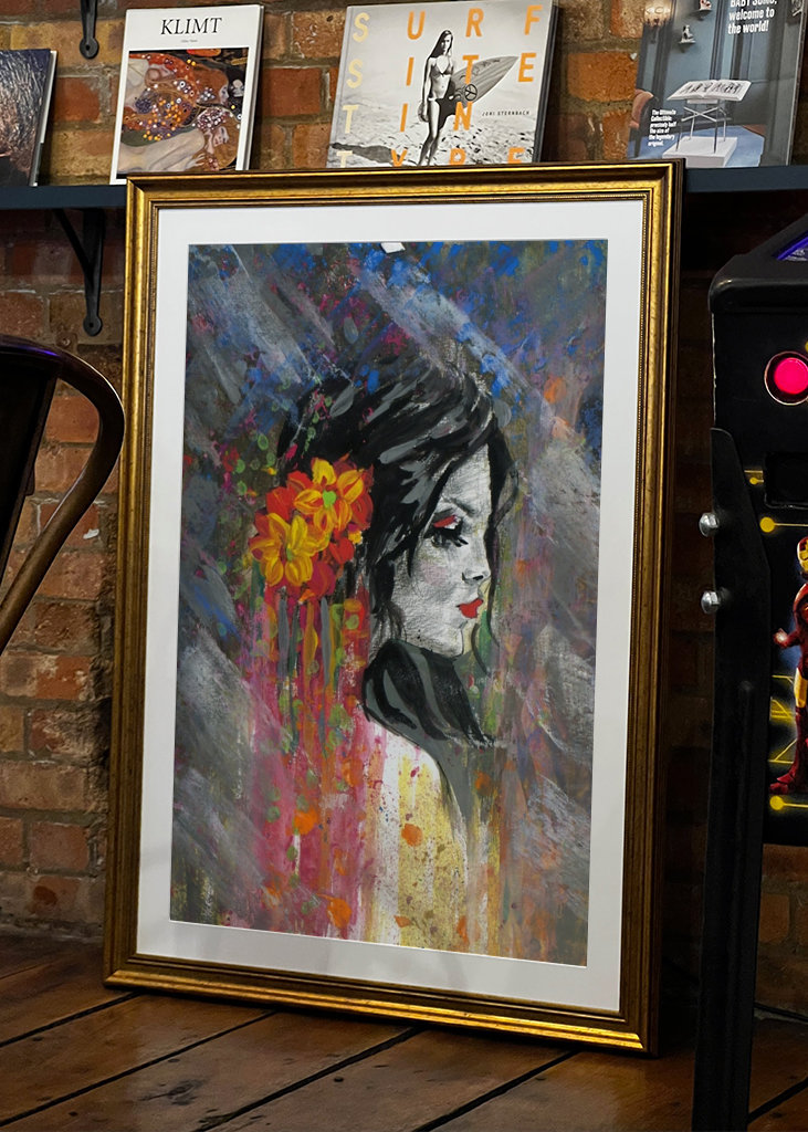 women face with flowers 