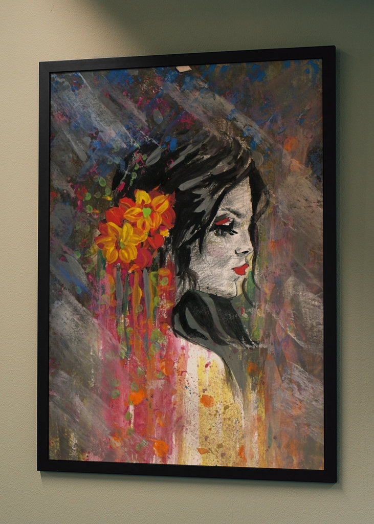 women face with flowers 