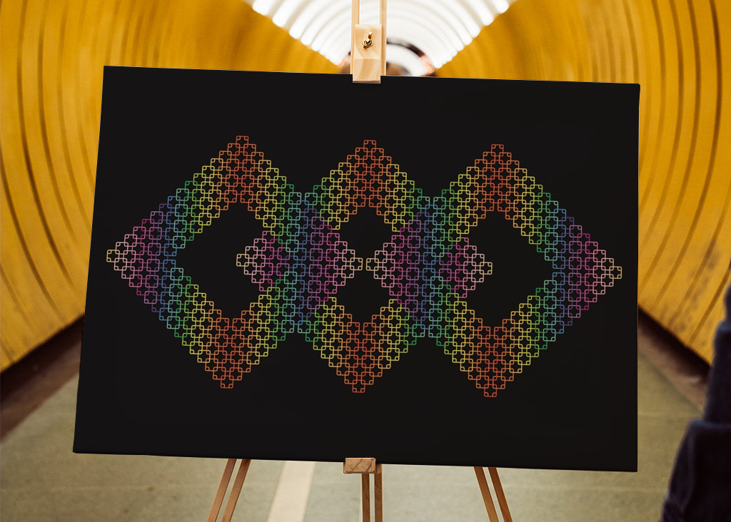 Drei Regenbogen-Quadrate