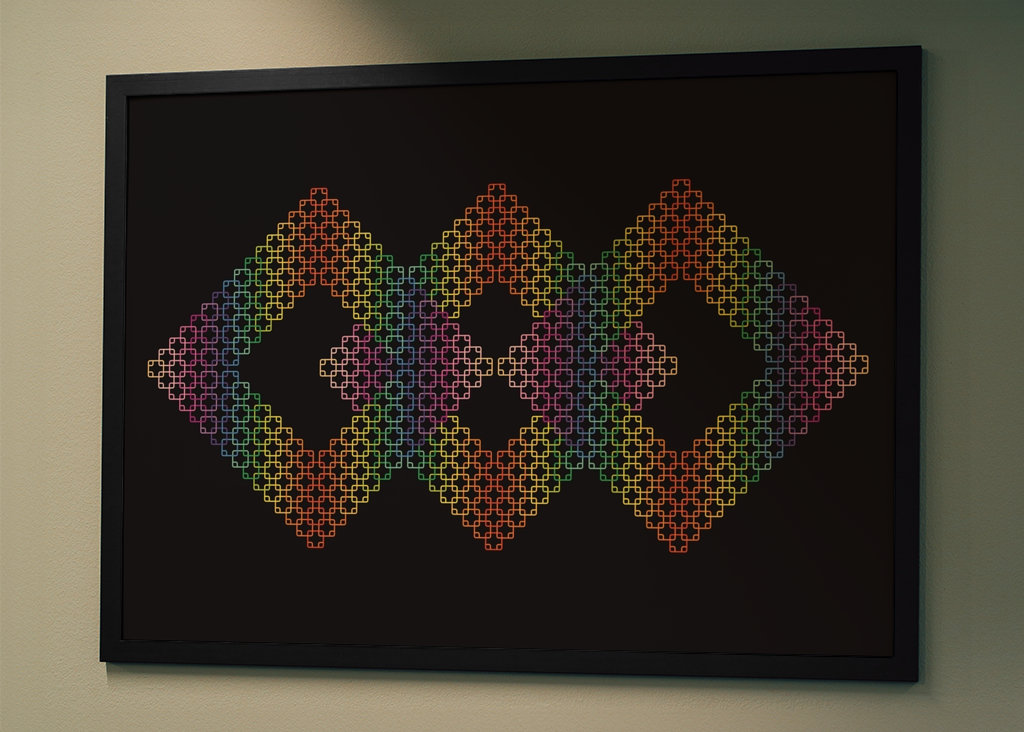 Drei Regenbogen-Quadrate