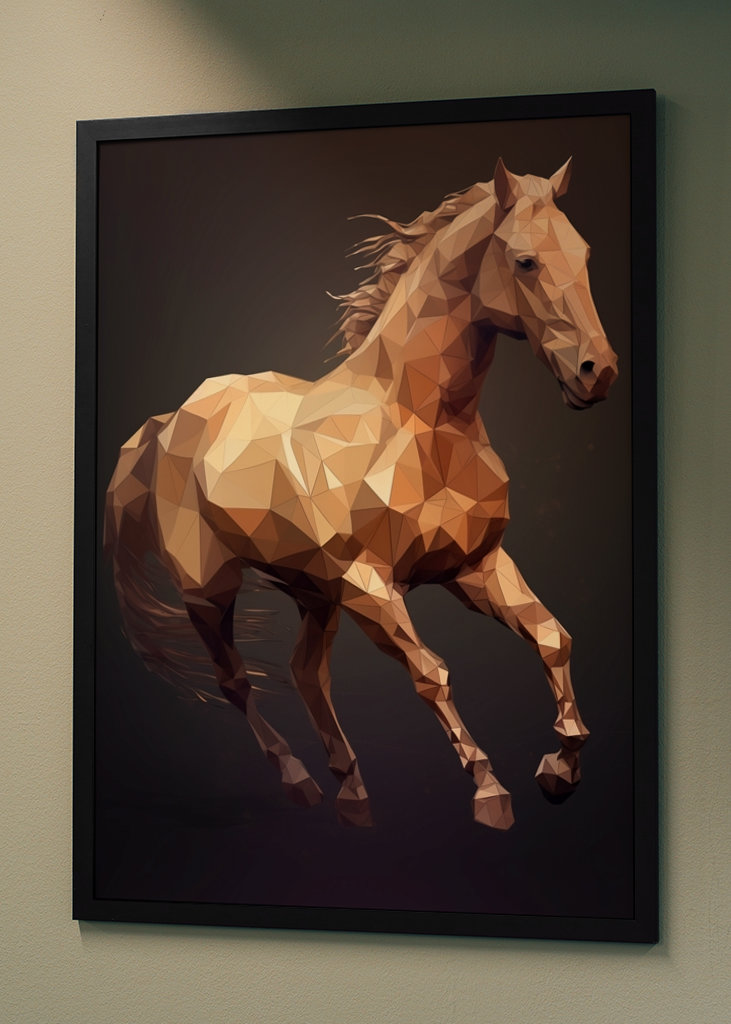 Brun häst - låg poly