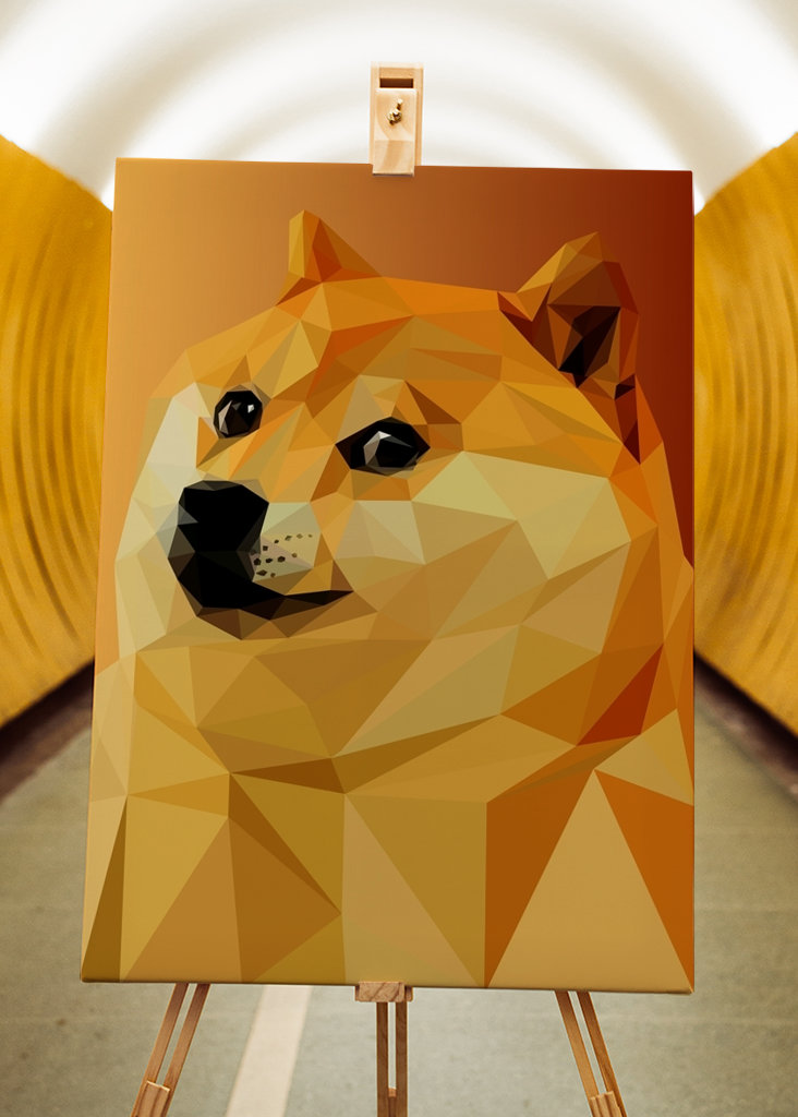 Meme di Doge nella pop art lowpoly