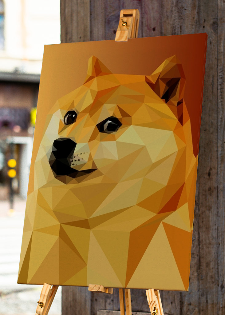 Meme di Doge nella pop art lowpoly