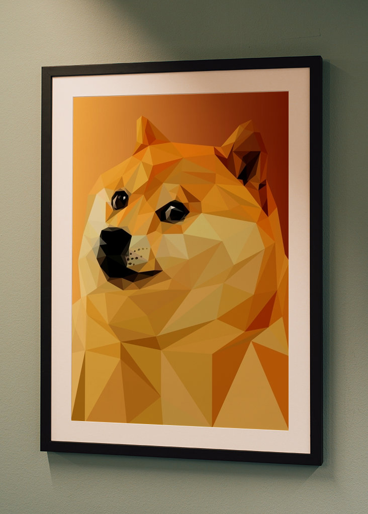Meme di Doge nella pop art lowpoly