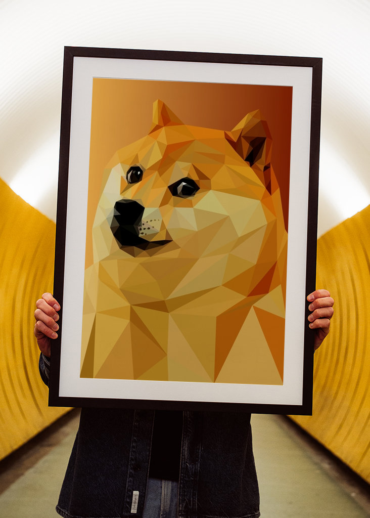 Meme di Doge nella pop art lowpoly