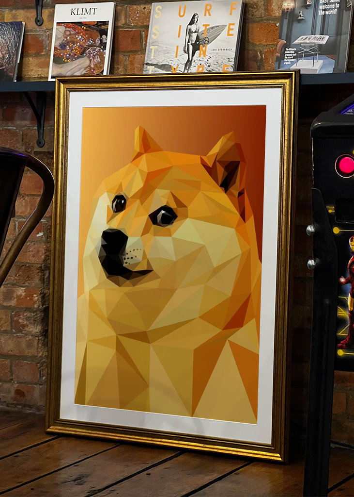Meme di Doge nella pop art lowpoly
