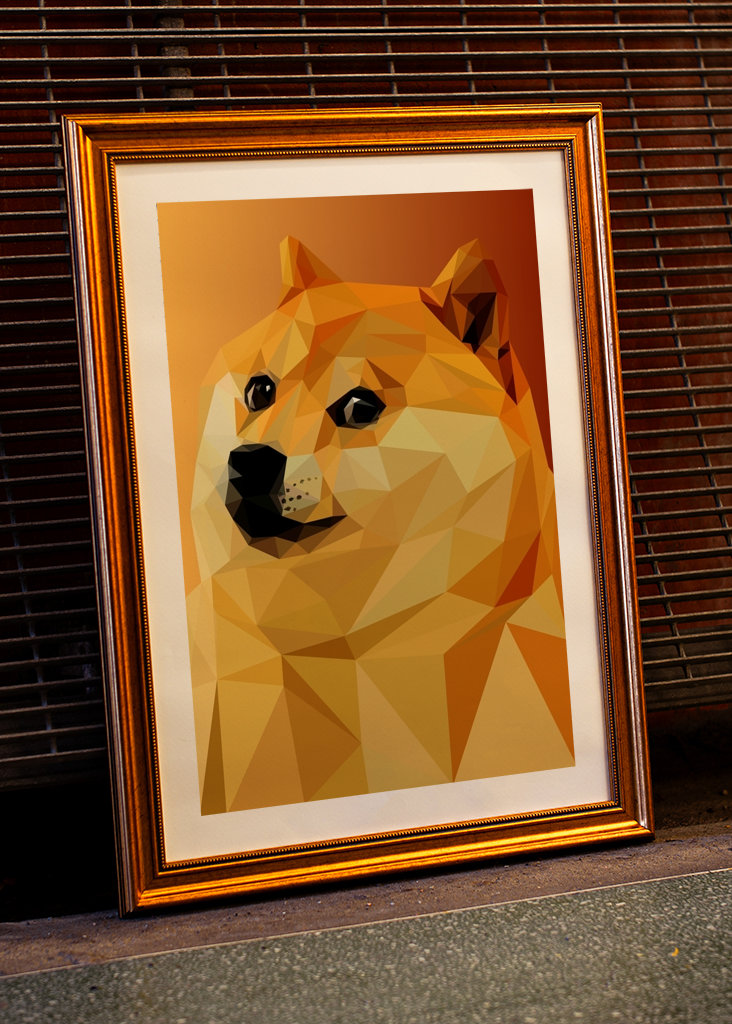 Meme di Doge nella pop art lowpoly