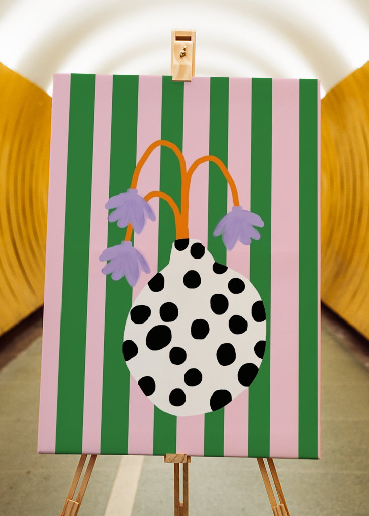 Blomstervase og striber