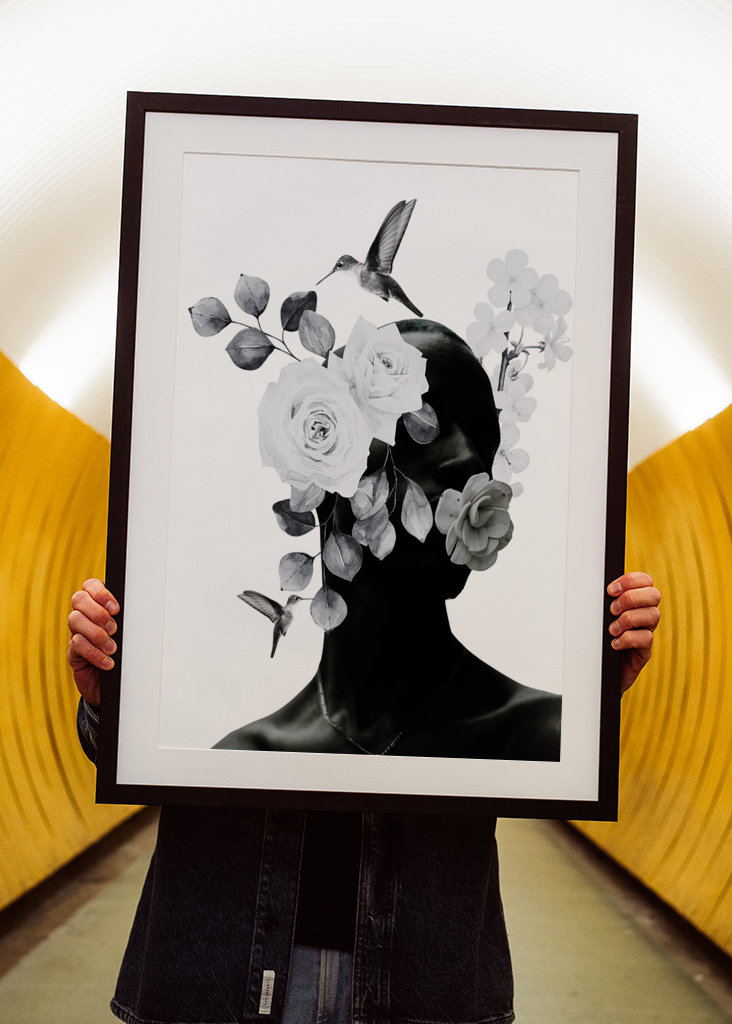 surrealistische collage schwarzer mann