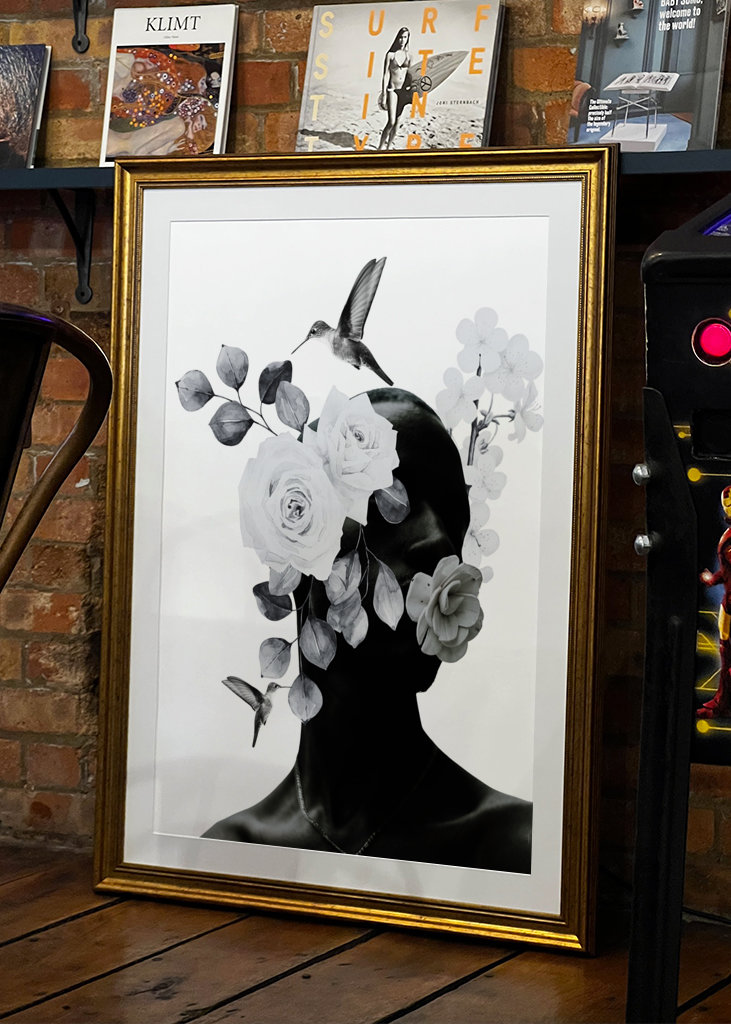 surrealistische collage schwarzer mann