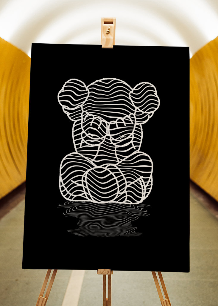 kaws line black white