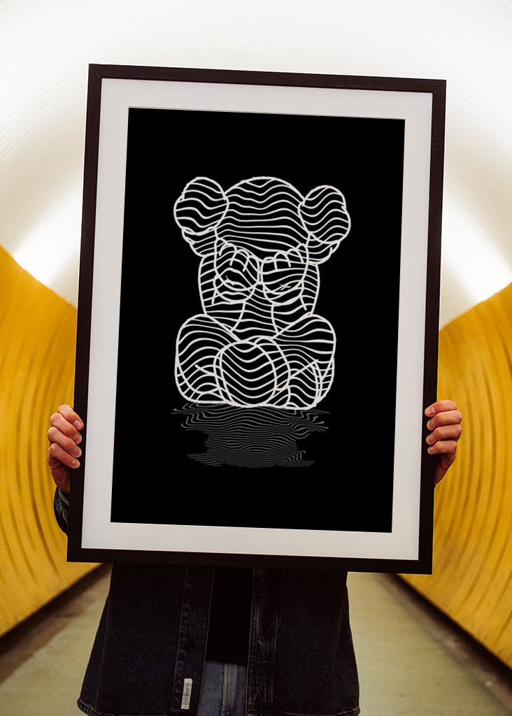 kaws line black white