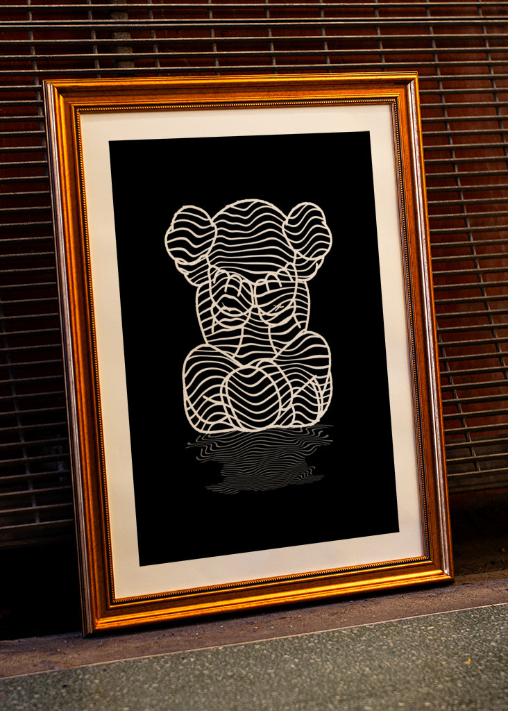 kaws line black white