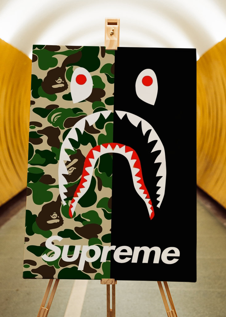 camo bape x sup