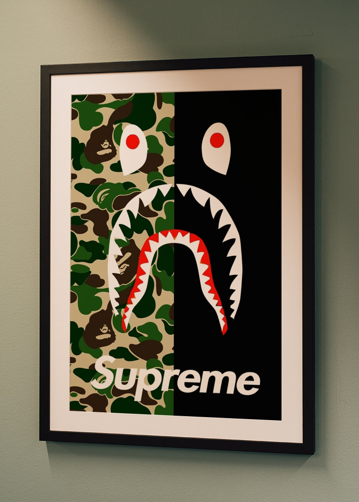 camo bape x sup