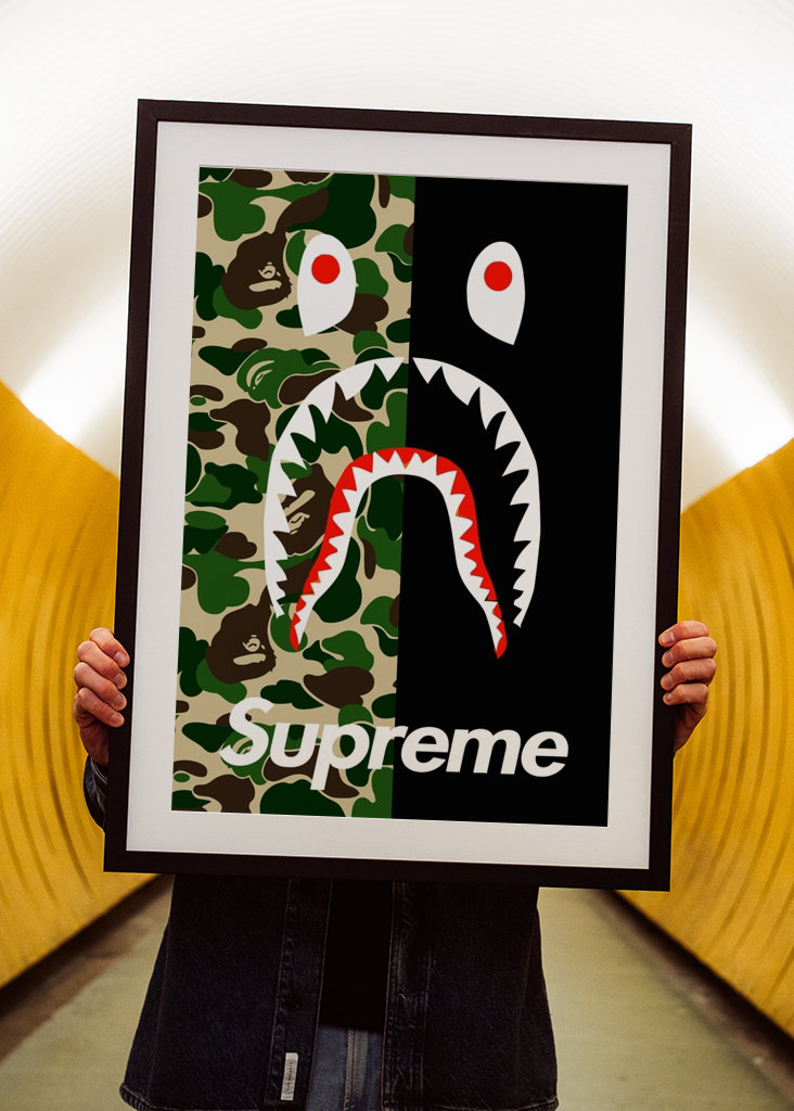 camo bape x sup
