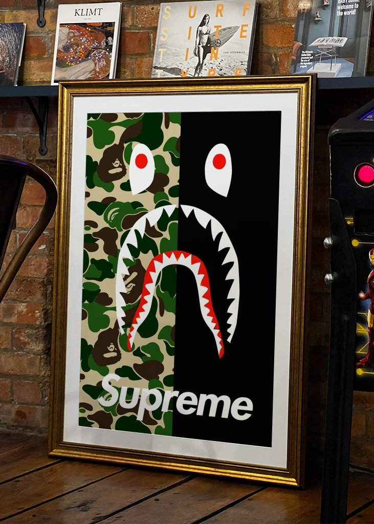 camo bape x sup