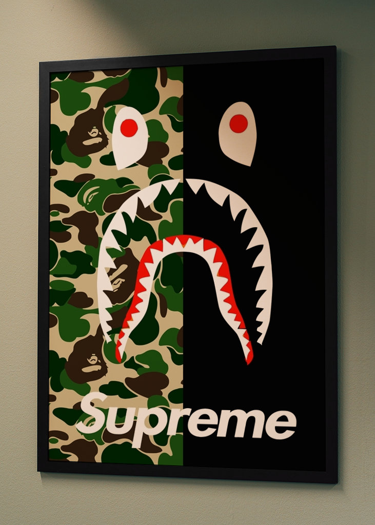 camo bape x sup