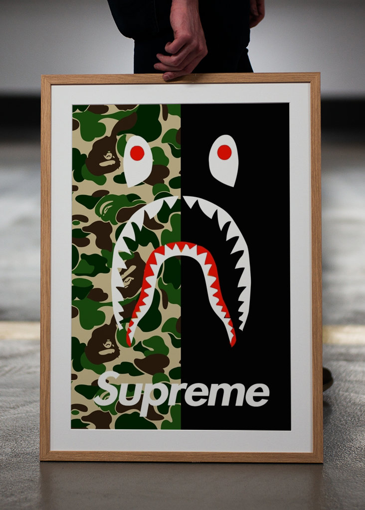 camo bape x sup
