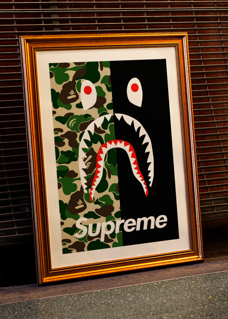 camo bape x sup