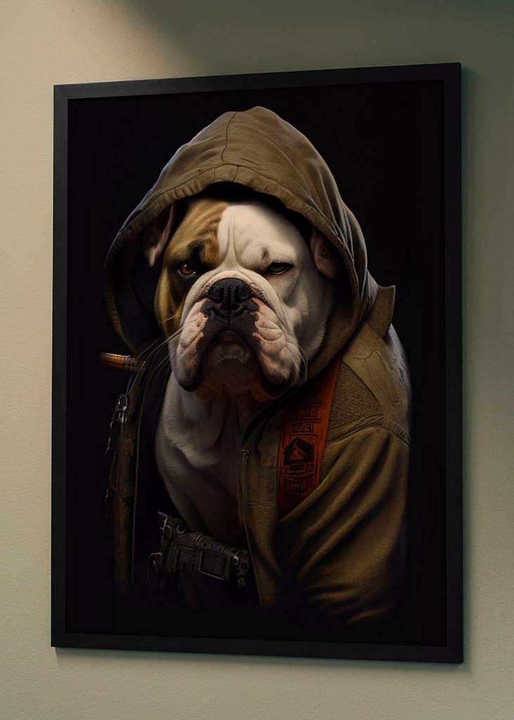 Bulldog avec sweat à capuche cool