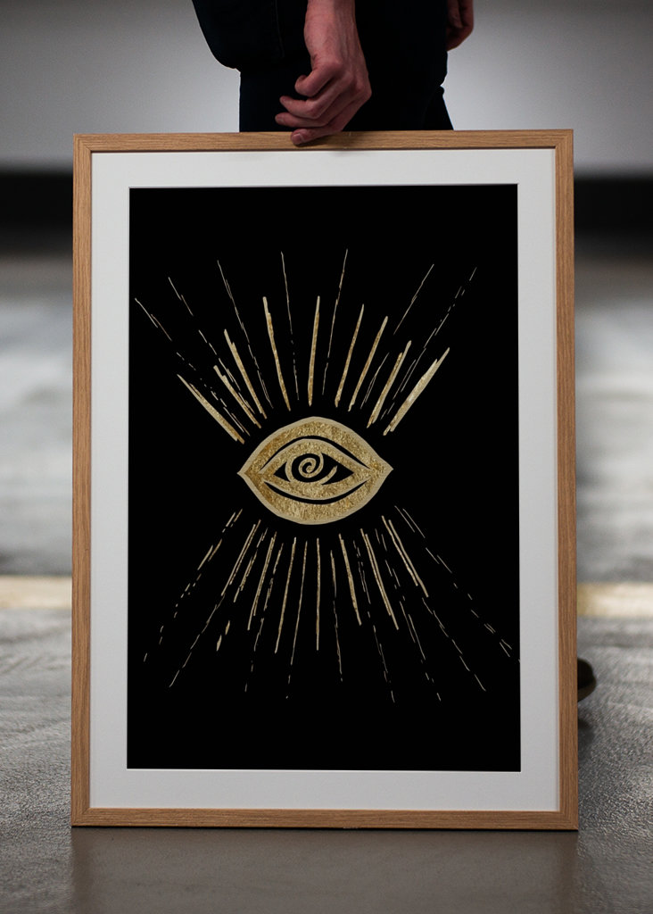 Evil Eye Gold on Black 1