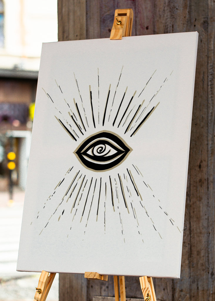 Evil Eye Gold on White 1