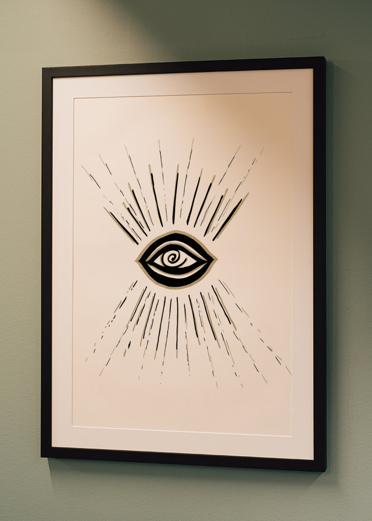 Evil Eye Gold on White 1