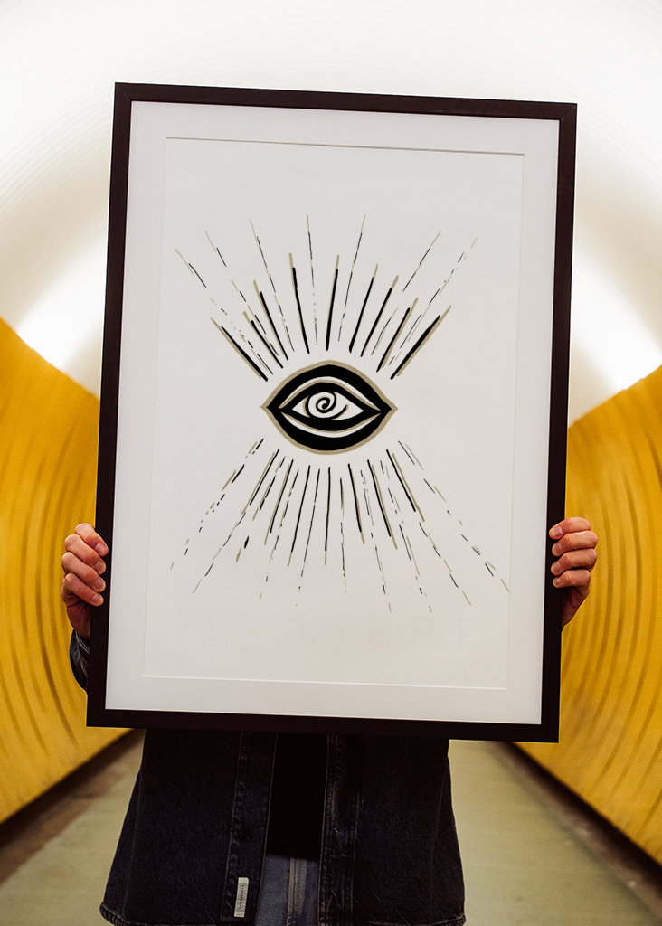Evil Eye Gold on White 1