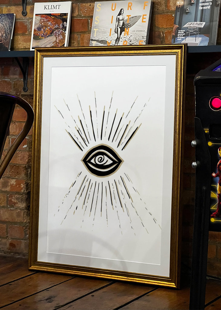 Evil Eye Gold on White 1