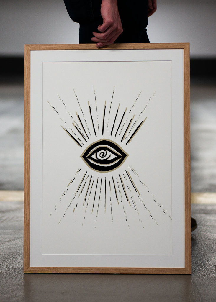 Evil Eye Gold on White 1