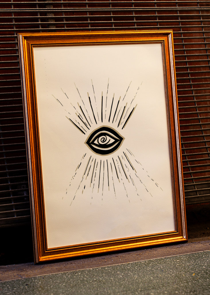 Evil Eye Gold on White 1