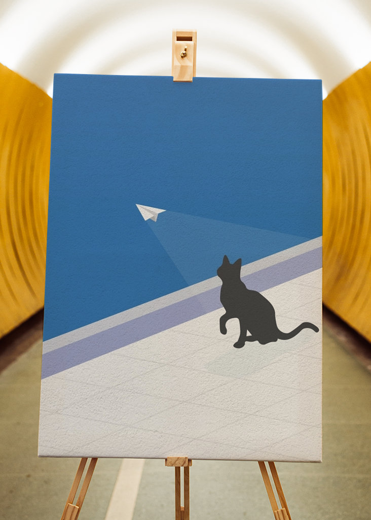 Cat Chasing a Paper Airplane