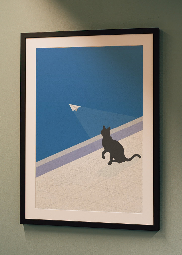 Cat Chasing a Paper Airplane