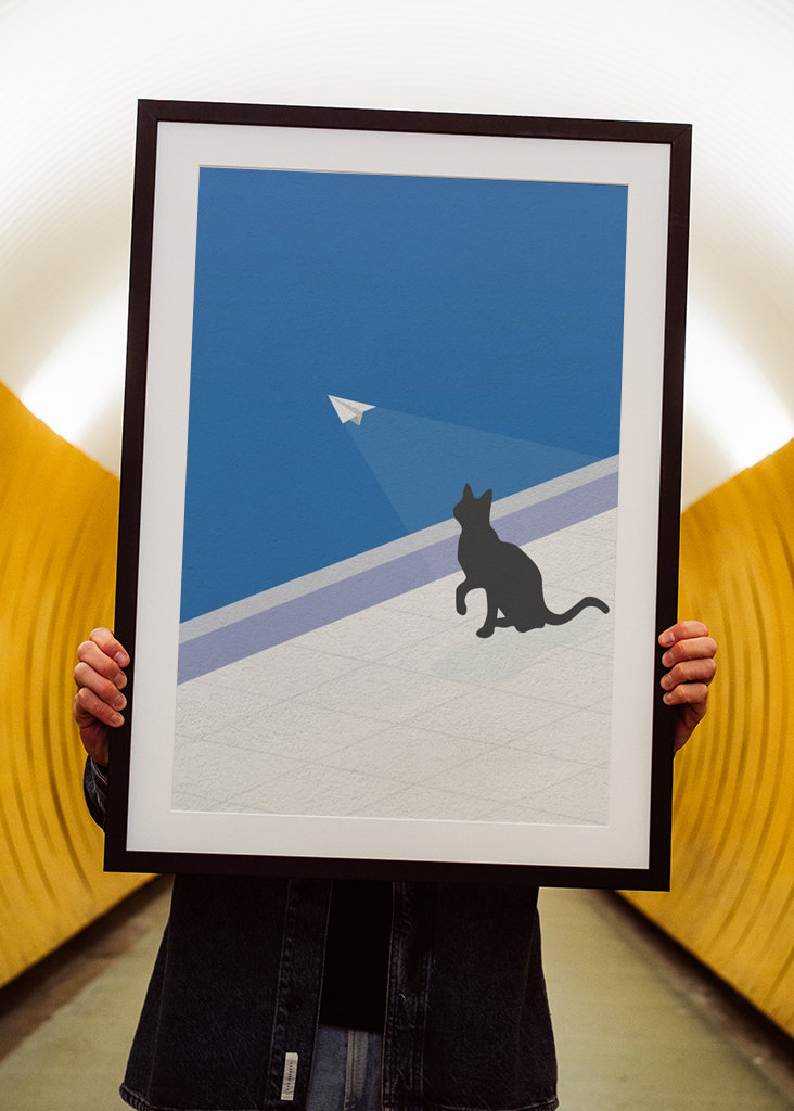 Cat Chasing a Paper Airplane