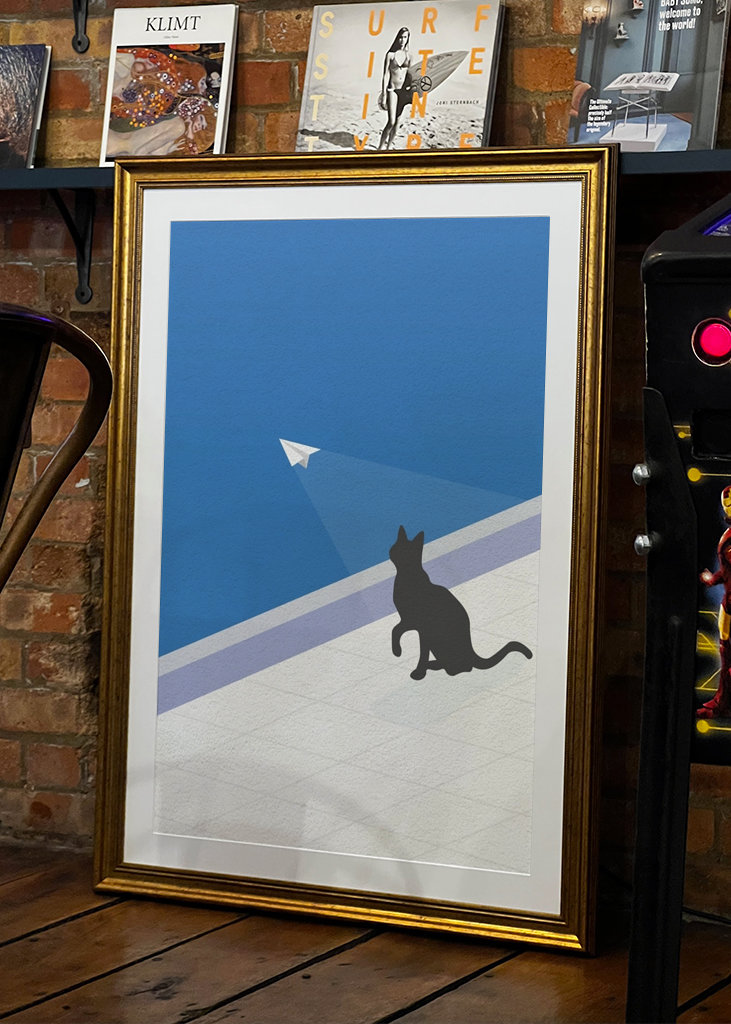 Cat Chasing a Paper Airplane