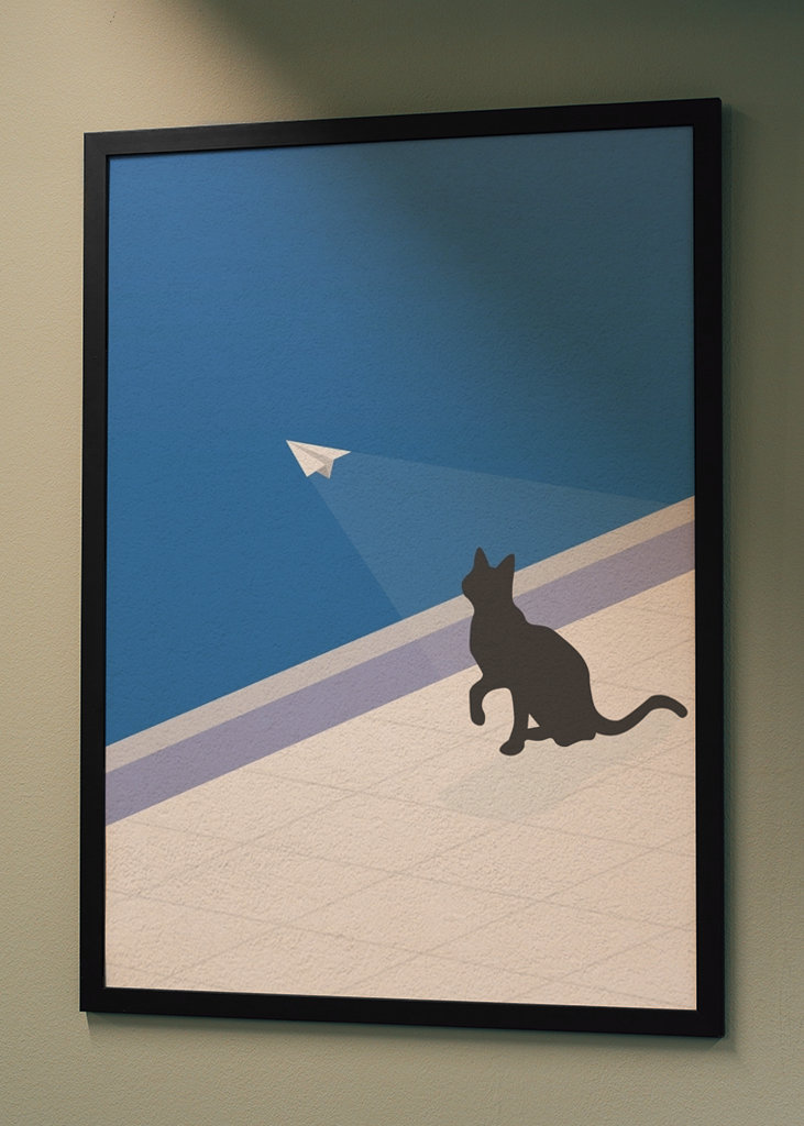 Cat Chasing a Paper Airplane