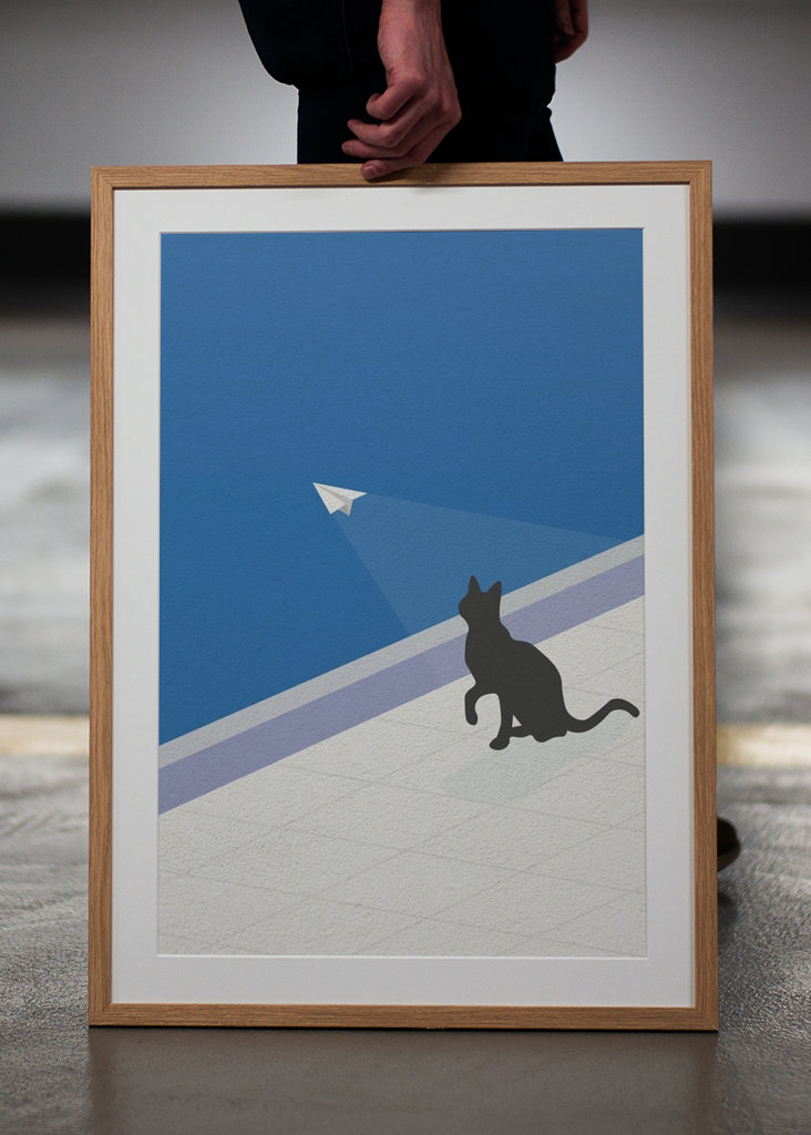 Cat Chasing a Paper Airplane