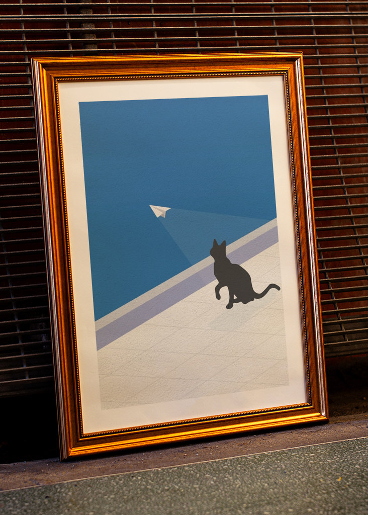 Cat Chasing a Paper Airplane