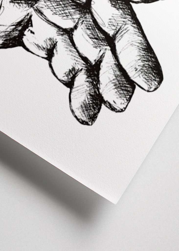 Držení se za ruce kresba inkoustovým perem 