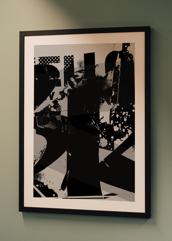  Abstract Graffiti B/W