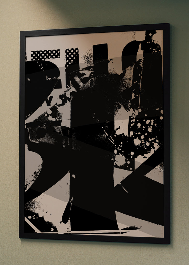  Abstract Graffiti B/W