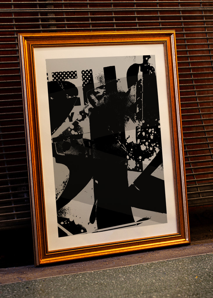  Abstract Graffiti B/W