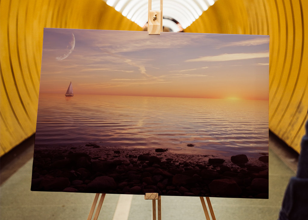 Utsikt over solnedgang over havet 