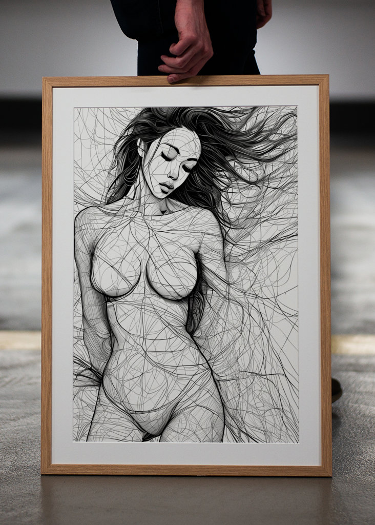 Strichzeichnungen einer Frau