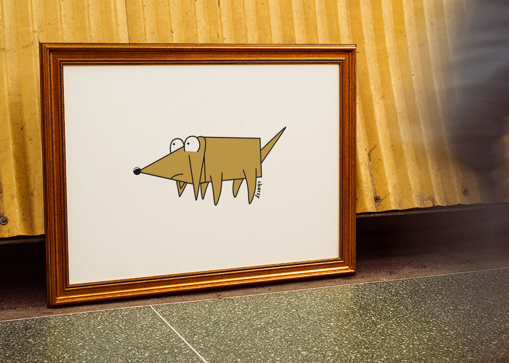 Legrační malý kreslený pes Marty