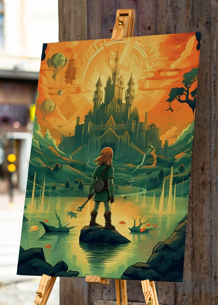 Vibrant Link Facing Hyrule