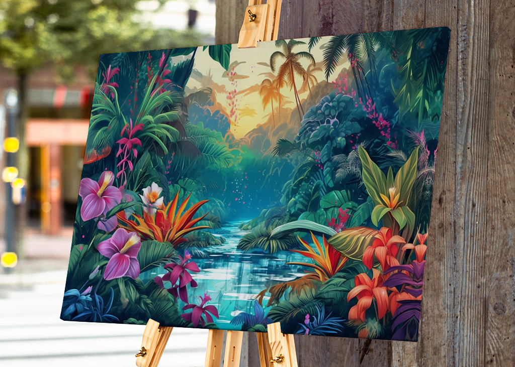 Tropický prales s květinami