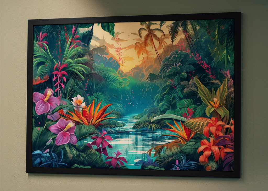 Tropický prales s květinami