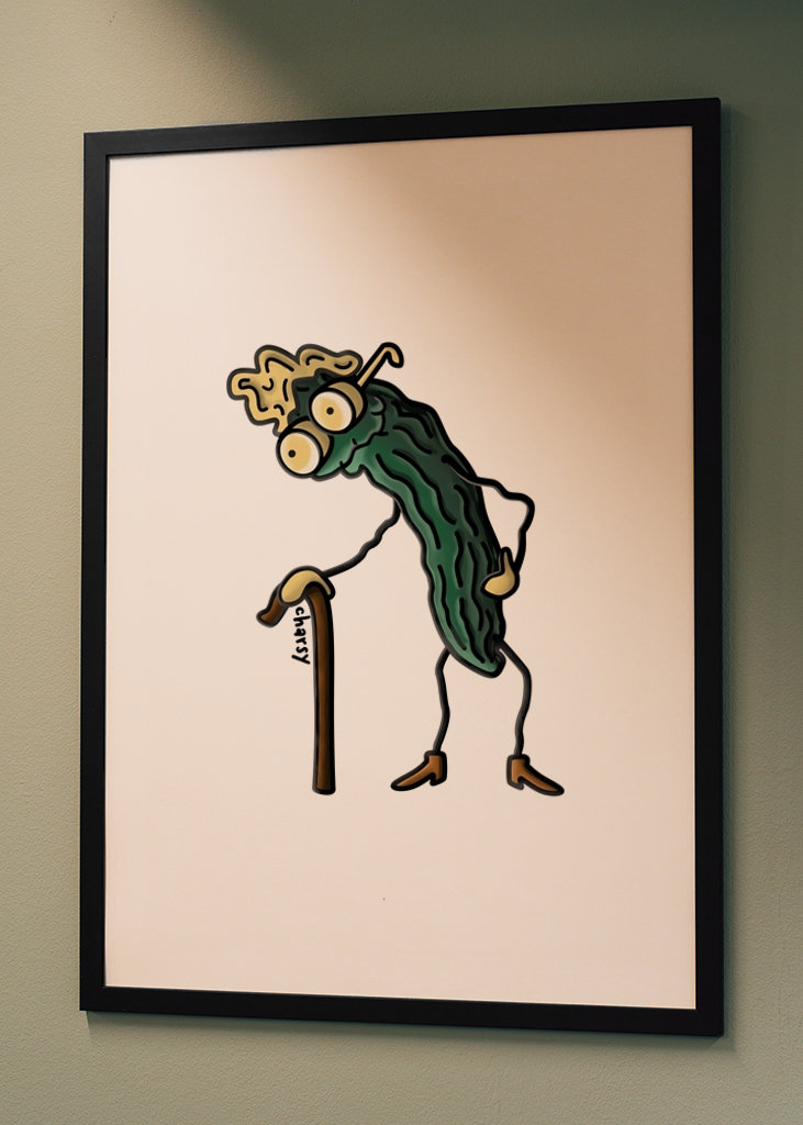 Cute pickle cartoon character 